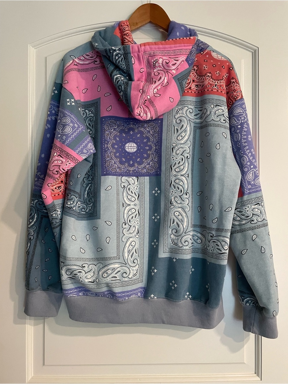 MEDAIGUAL Bandana Paisley Multicolor Fleece Pullover Hoodie Pockets Drawstring L - Picture 4 of 8